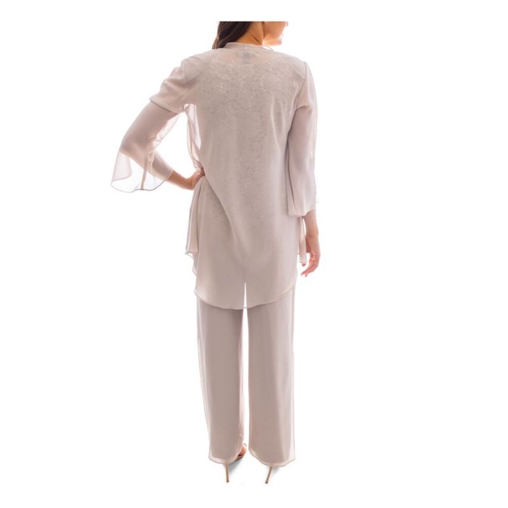 R&M RICHARDS Womens Beige Open Front 3/4 Split Cuff Sleeves Jacket Plus 20W - Picture 2 of 4